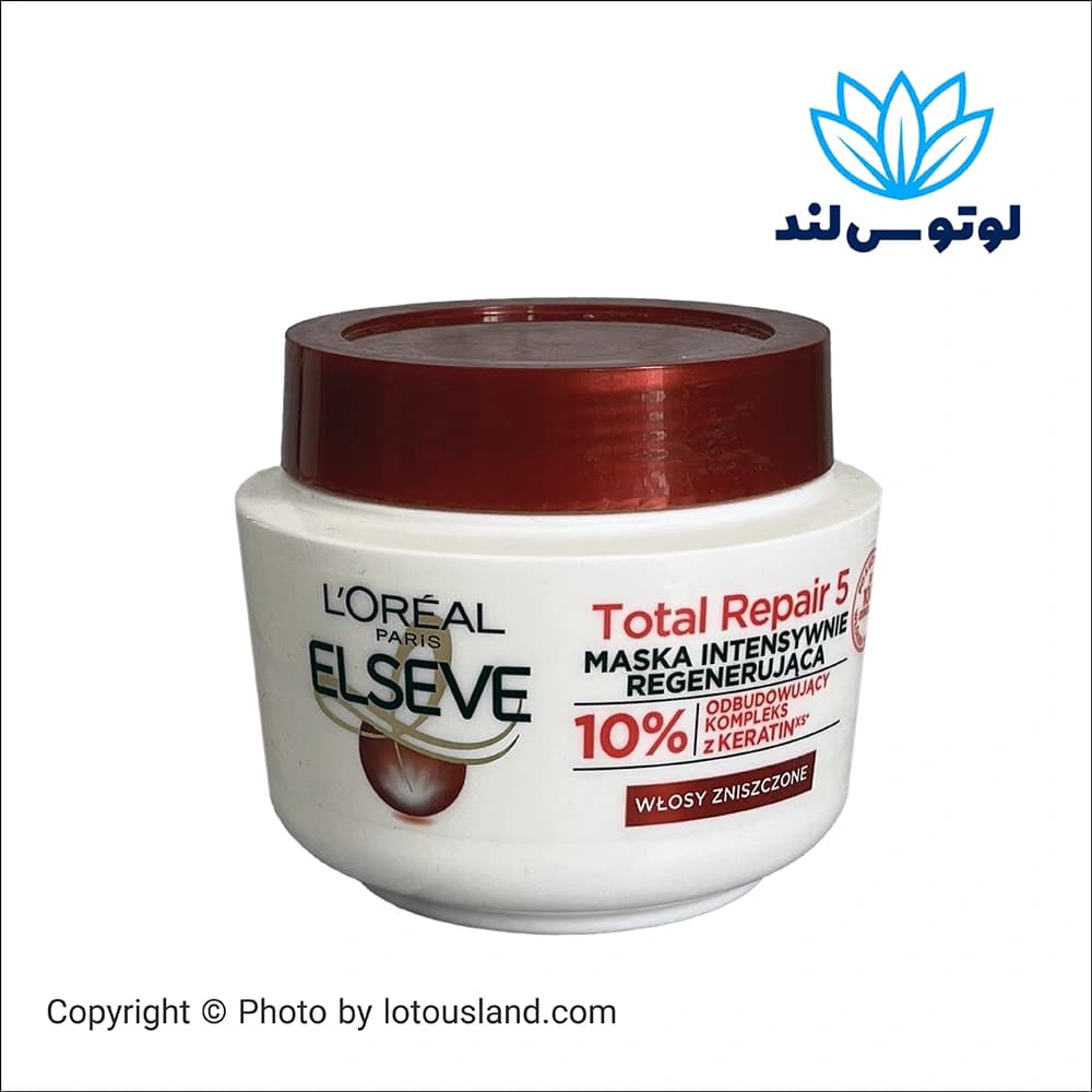 ماسک مو لورآل مدل Total Repair 5 برای ترمیم موهای آسیب‌دیده – 300 میلی‌لیتر