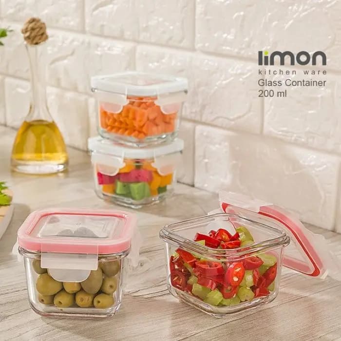 ظرف شیشه ای مربع درب دار