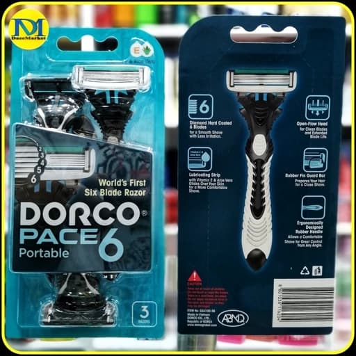 خودتراش دورکو پیس ۶ پرتابل | Dorco Pace 6 Portable شش تیغه با بسته ۳ عددی — تصویر ۳