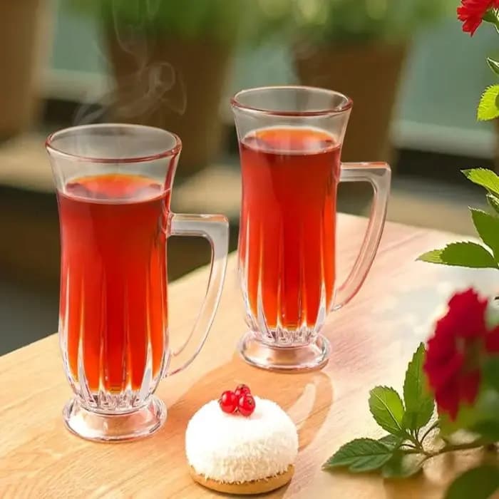 استکان شيشه اي دسته دار