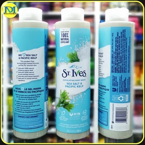 شوینده بدن لایه‌بردار نمک دریایی و جلبک دریایی سنت ایوز St. Ives Sea Salt & Pacific Kelp حجم ۶۵۰ میلی‌لیتر
