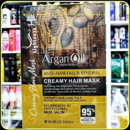 ماسک مو آرگان ضد ریزش لایتنس ترمیم‌کننده 1000 میلی‌لیتر | Lightness Argan Oil Anti-Hair Fall & Renewal Creamy Hair Mask — تصویر ۳
