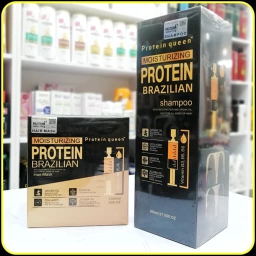 شامپو و ماسک مو پروتئین برزیلی Protein Queen Moisturizing Brazilian Protein — تصویر ۵