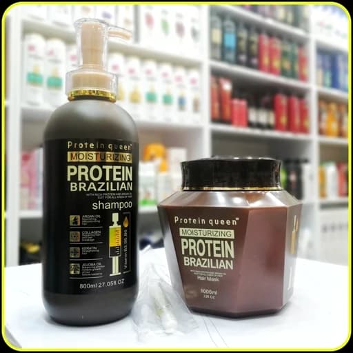 شامپو و ماسک مو پروتئین برزیلی Protein Queen Moisturizing Brazilian Protein
