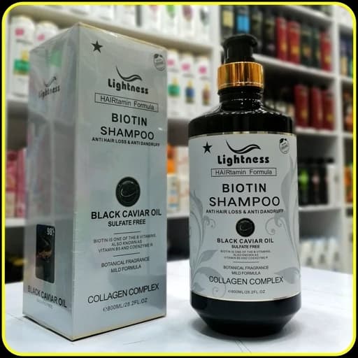 شامپو بیوتین لایتنس حاوی روغن خاویار سیاه و کلاژن کمپلکس | Lightness Biotin Shampoo