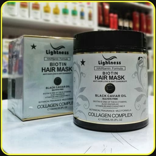 ماسک مو بیوتین لایتنس با روغن خاویار سیاه و کمپلکس کلاژن Lightness Biotin Hair Mask