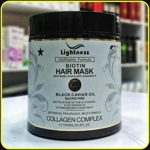 ماسک مو بیوتین لایتنس با روغن خاویار سیاه و کمپلکس کلاژن Lightness Biotin Hair Mask — تصویر ۵