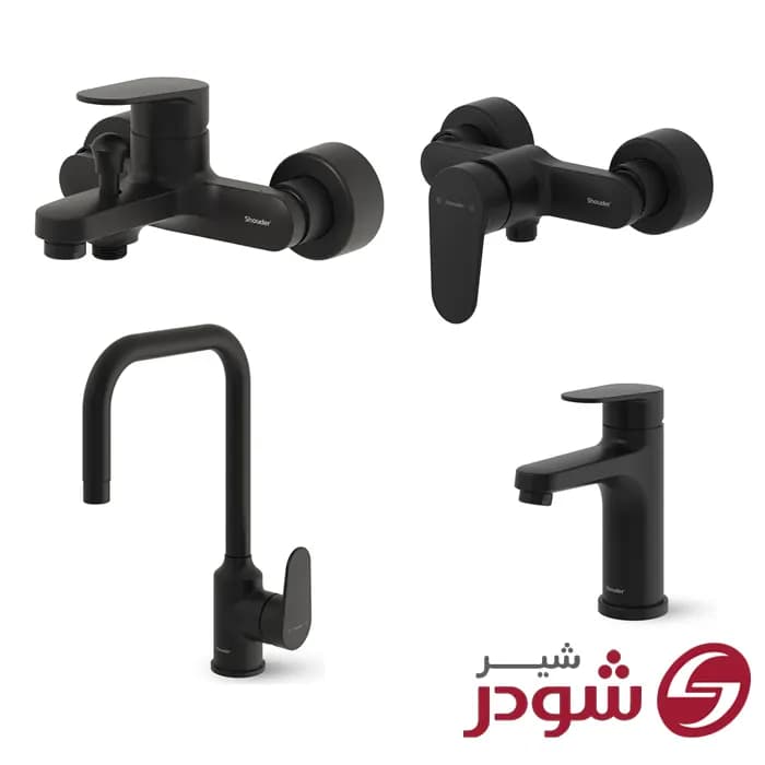 ست شیرآلات مدل آلپ مشکی شودر