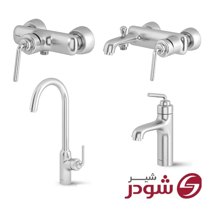 ست شیرآلات مدل مودیکا کروم مات شودر — تصویر ۲
