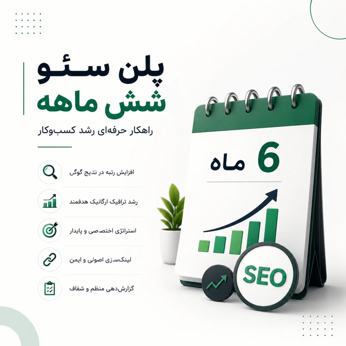 پلن سئو شش ماهه | راهکار حرفه‌ای رشد کسب‌وکار