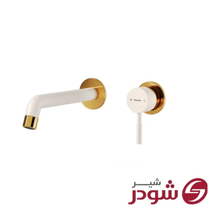 شیر روشویی دو تکه توکار مدل روگن شیری طلا شودر