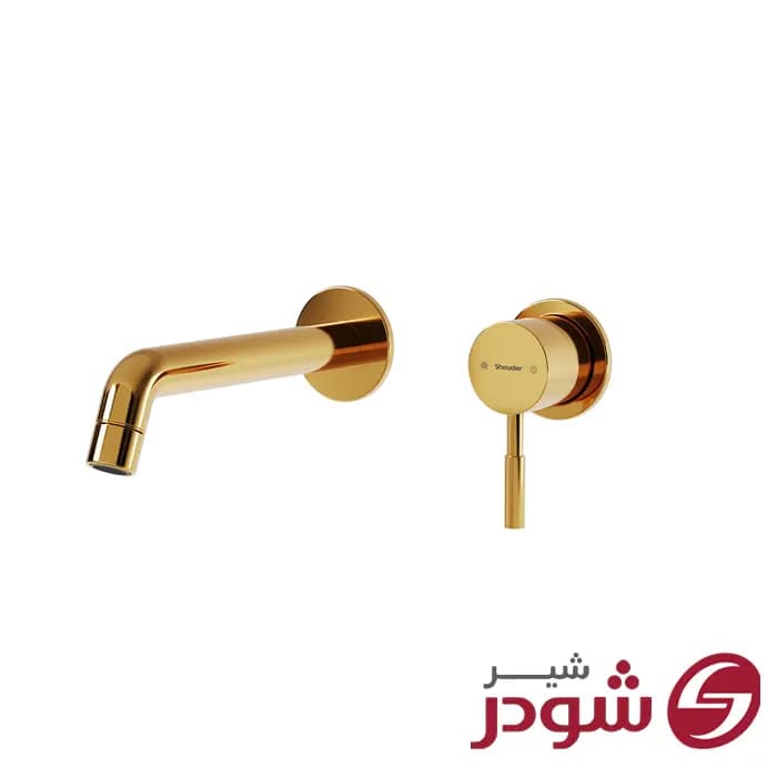 شیر روشویی دو تکه توکار مدل روگن طلایی شودر