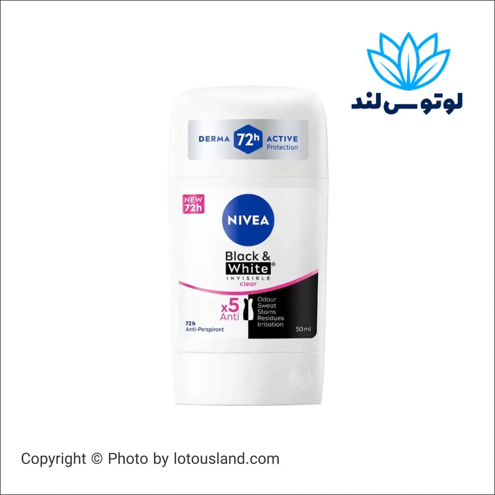 استیک صابونی (مام) ضد تعریق زنانه نیوآ Nivea مدل Black & White invisible حجم 50 میل — تصویر ۲