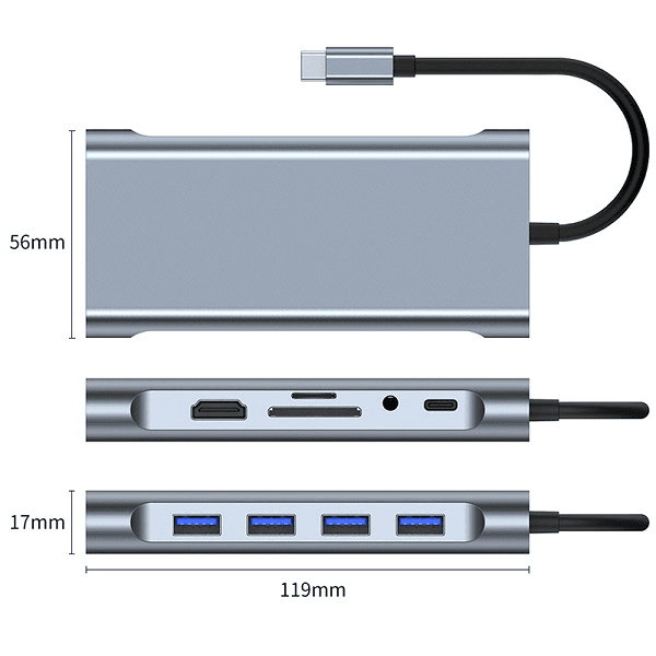 هاب type-c به HDTV هشت کاره یازده پورت — تصویر ۳