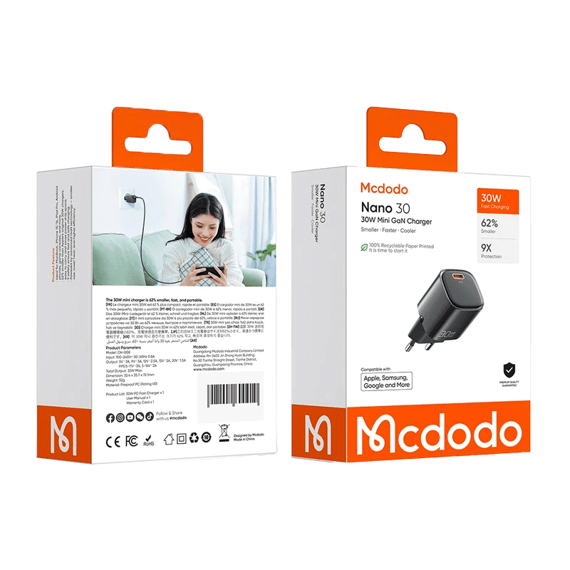 شارژر دیواری Mcdodo 30W مدل CH-008 گارانتی شرکتی