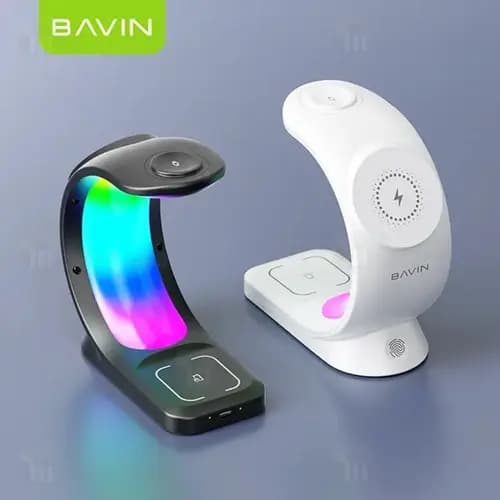 شارژر وایرلس استند چندکاره مگنتی باوین Bavin PC1071 با دوسال ضمانت