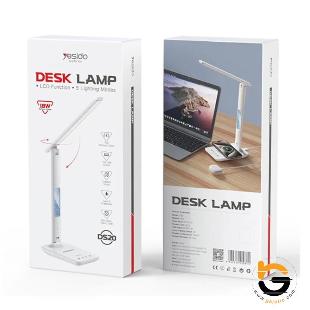 چراغ مطالعه و شارژر وایرلس رومیزی یسیدو Yesido Desk Lamp DS20 — تصویر ۷
