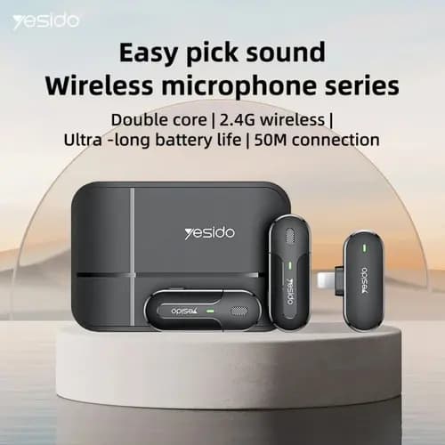 میکروفون دوکاربره بی سیم Yesido KR16 Lightning — تصویر ۵