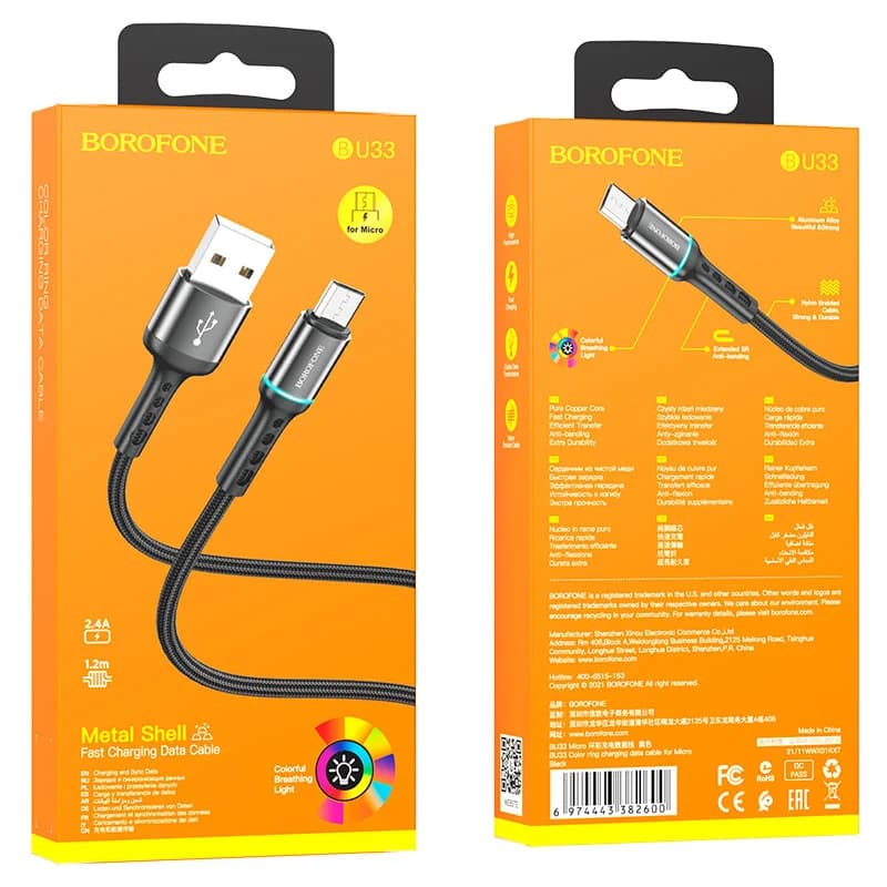 کابل تبدیل USB به MicroUSB بروفون مدل BU33 طول 1.20متر — تصویر ۴