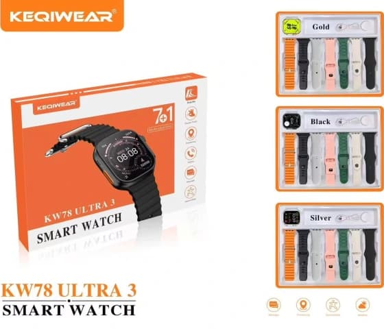 ساعت هوشمند KEQIWEAR مدل KW78 Ultra3 با ۷ بند — تصویر ۶
