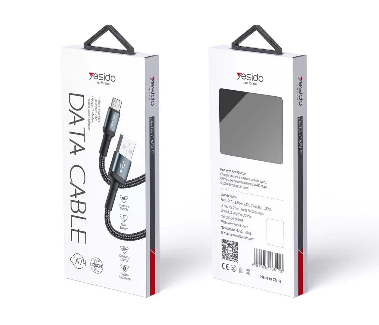 کابل USB به Micro-USB یسیدو YESIDO CA74 طول 120 سانتیمتر — تصویر ۸