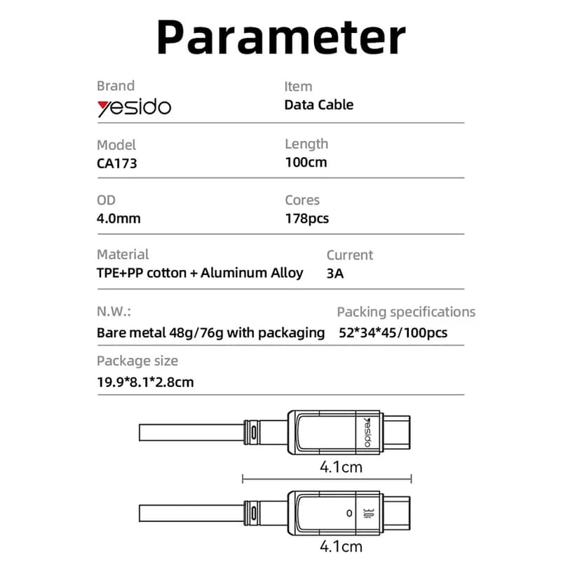 کابل شارژ فست مگنتی USB to Type C یسیدو YESIDO CA173 — تصویر ۱۲