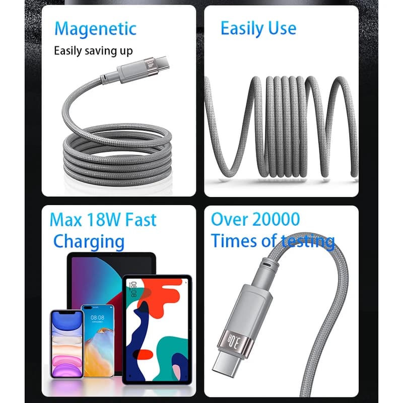 کابل شارژ فست مگنتی USB to Type C یسیدو YESIDO CA173 — تصویر ۱۱