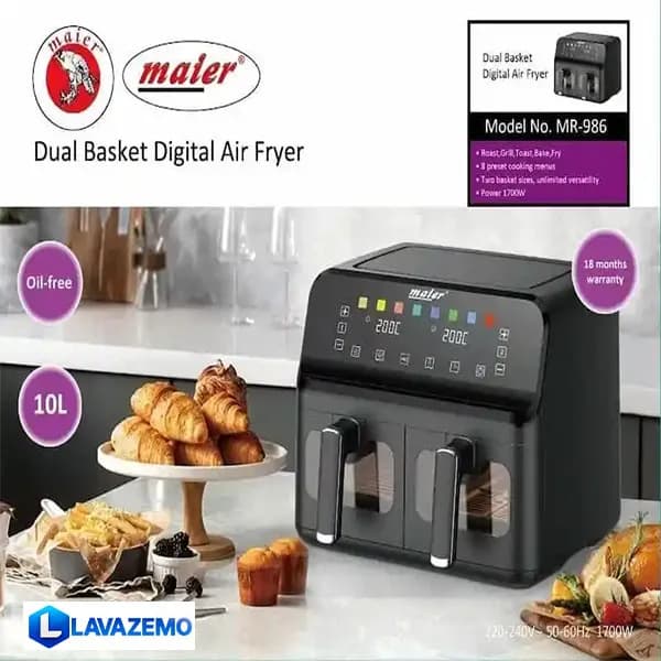 سرخ کن دوقلو بدون روغن مایر مدل MR-986 — تصویر ۶