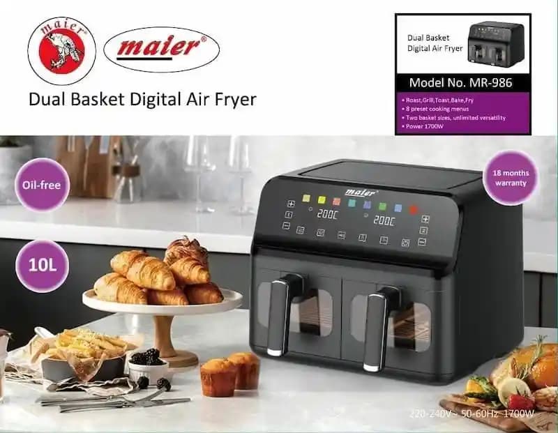 سرخ کن دوقلو بدون روغن مایر مدل MR-986 — تصویر ۲