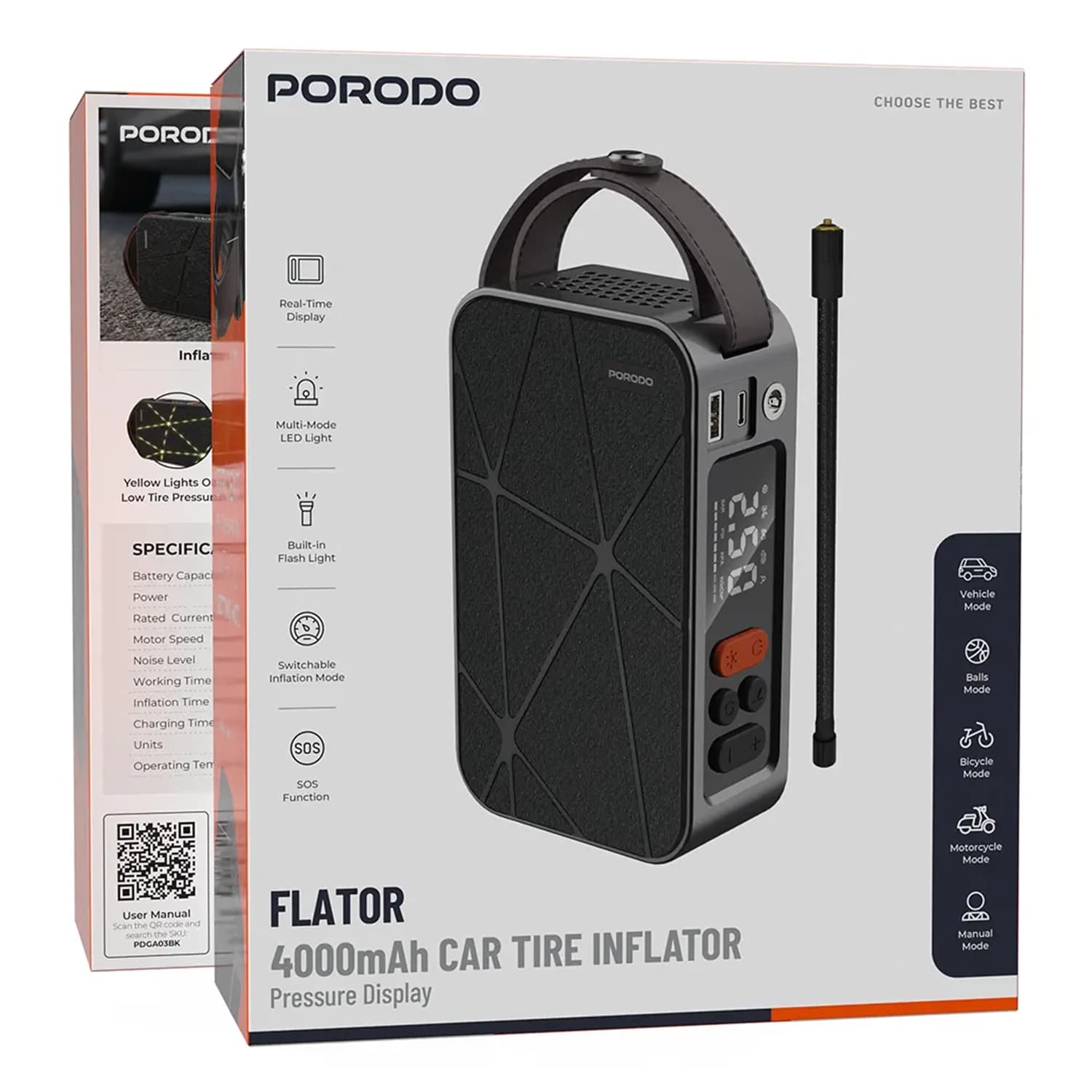 پمپ بادی شارژی Flator 4000mAh Car Tire Inflator — تصویر ۷