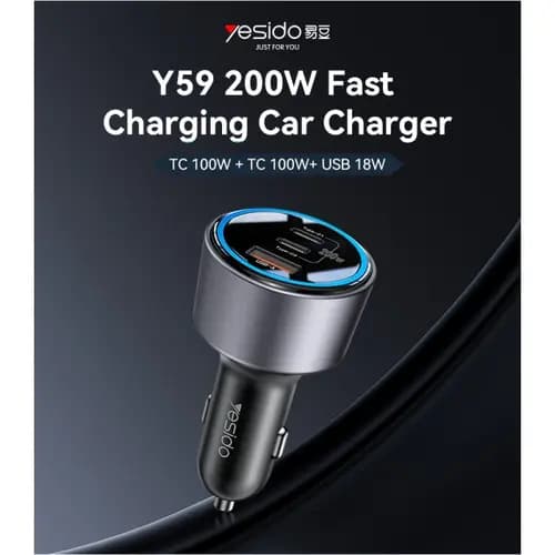شارژر فندکی سوپر فست یسیدو YESIDO Y59 100W PD+QC3.0 — تصویر ۲