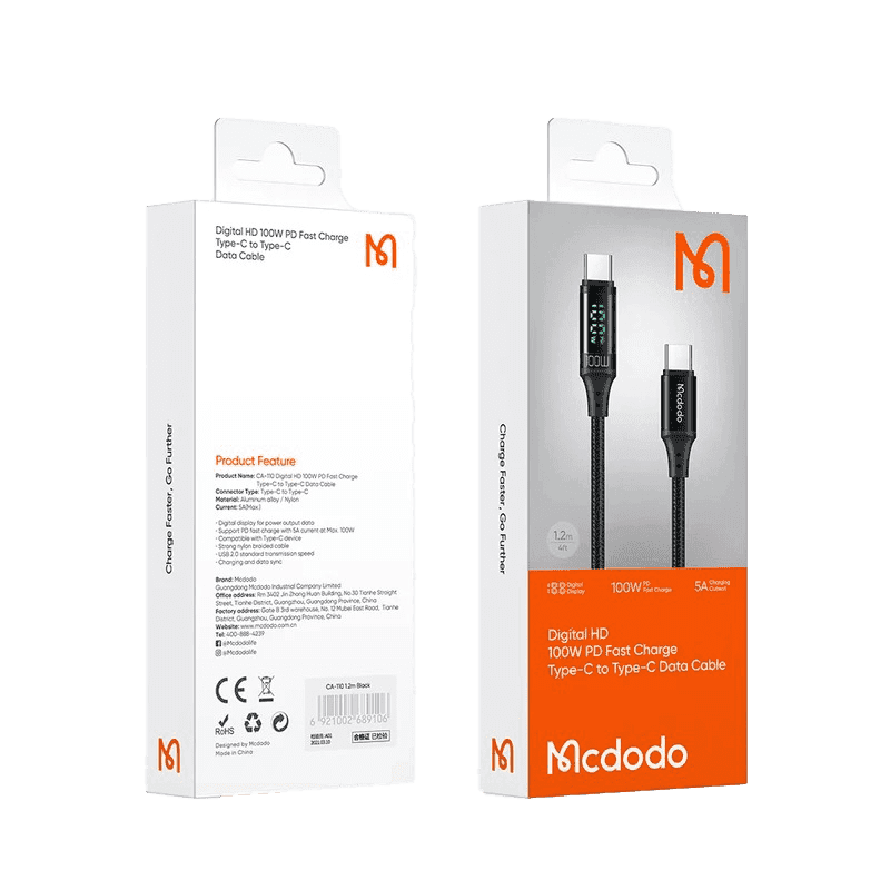 کابل 1.2 متری دو سر Type-c برند Mcdodo مدل CA-110 100W