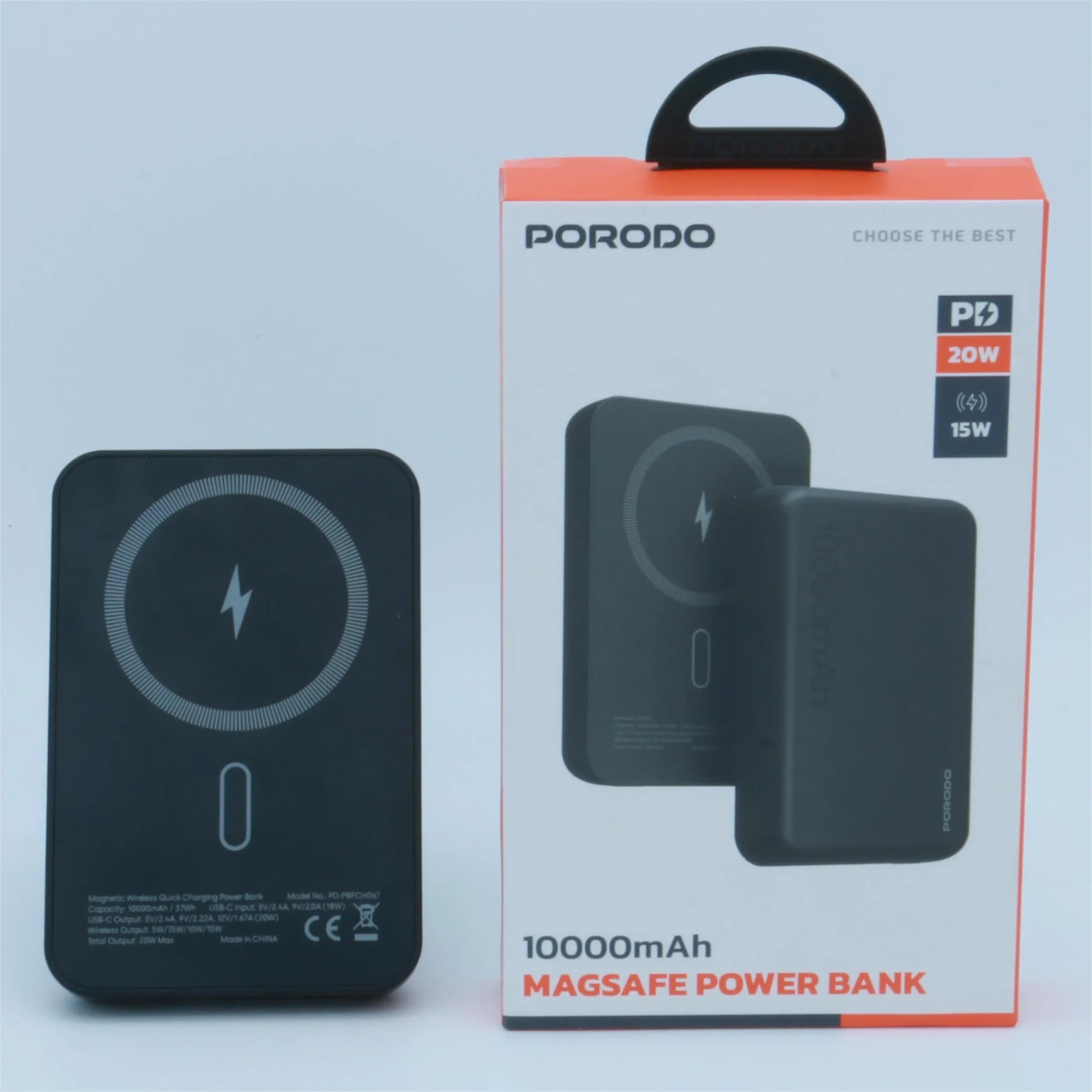 پاوربانک مگ‌سیف Porodo مدل PB067 با ظرفیت 10000 میلی‌آمپرساعت — تصویر ۴