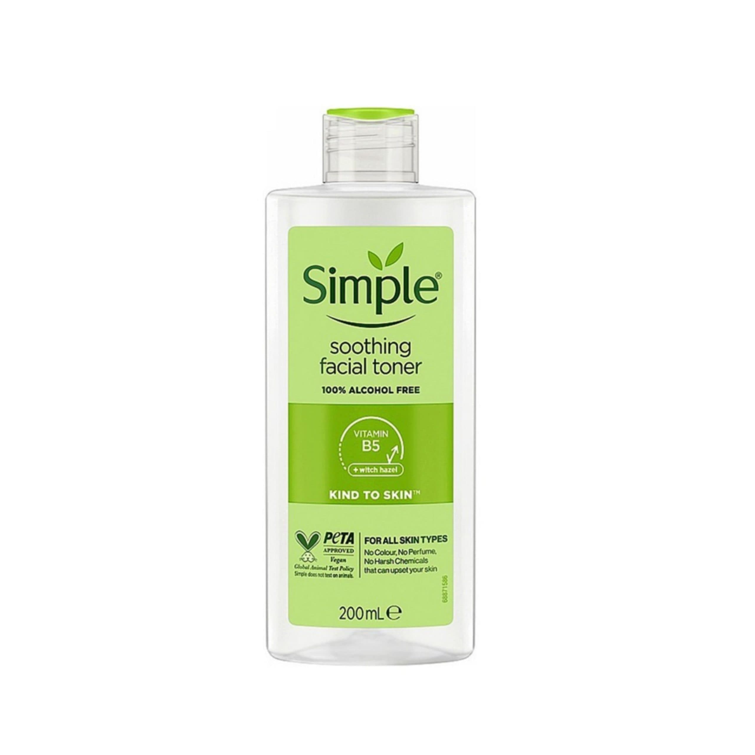 تونر صورت سیمپل Simple مدل Soothing – پاک‌کننده و تسکین‌دهنده پوست