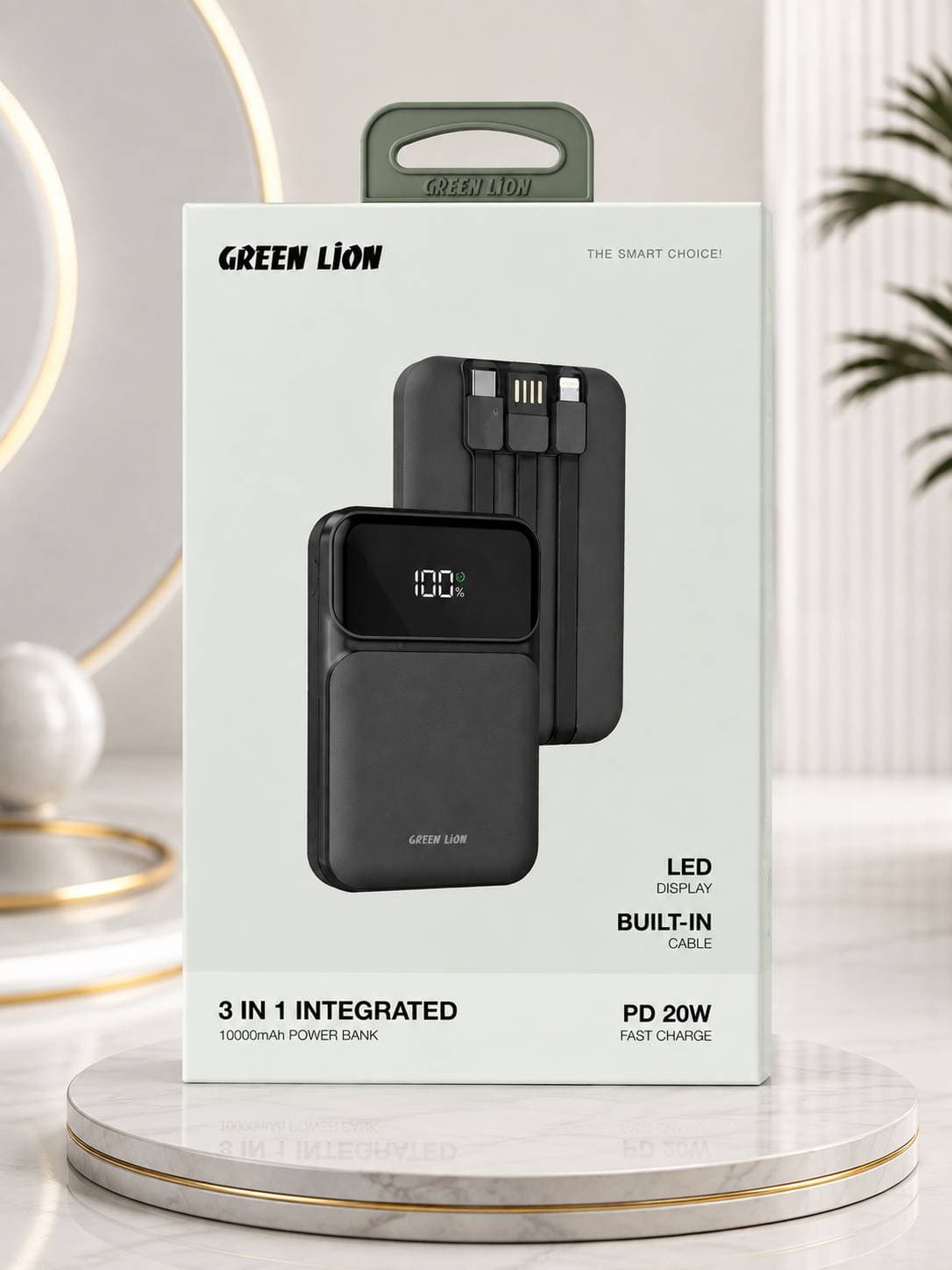 پاوربانک Green Lion 3 IN 1 Integrated ظرفیت 10000 میلیآمپر