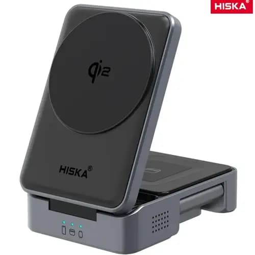شارژر استند بیسیم فست شارژ رومیزی Hiska HR15 15W — تصویر ۳