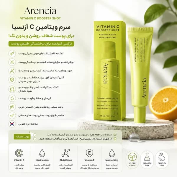 سرم ویتامین C دکتر آرنسیا 30 میل (Arencia Vitamin C Booster Shot) — تصویر ۲