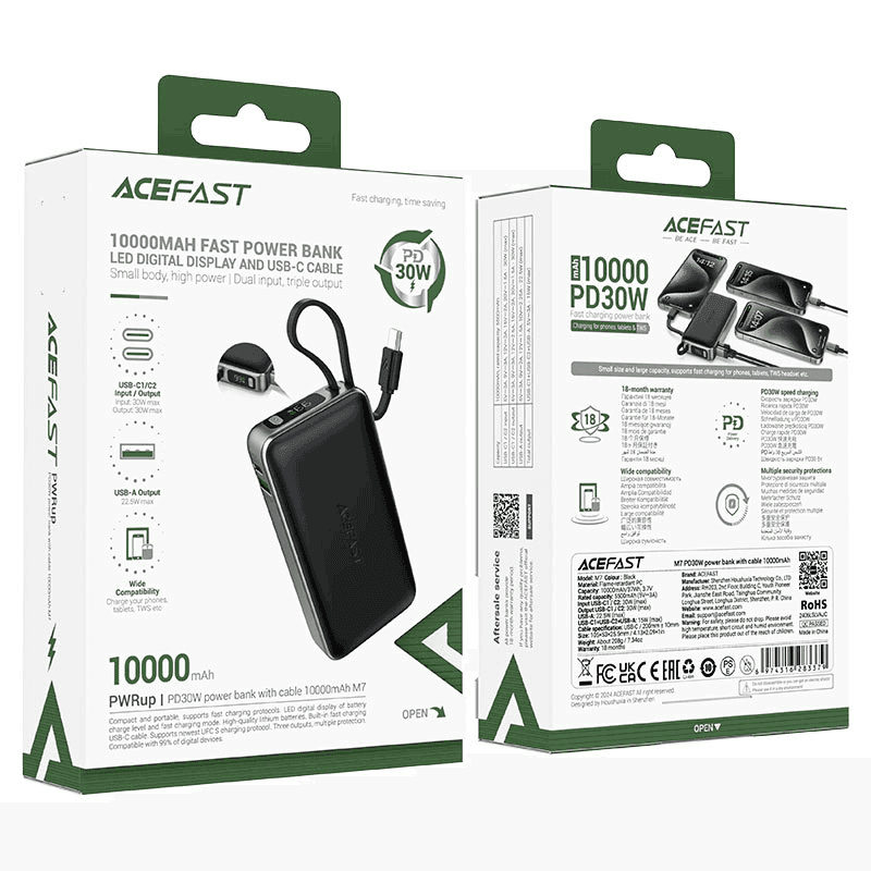 پاوربانک 10000 ایسفست ACEFAST M7 توان 30 وات — تصویر ۵