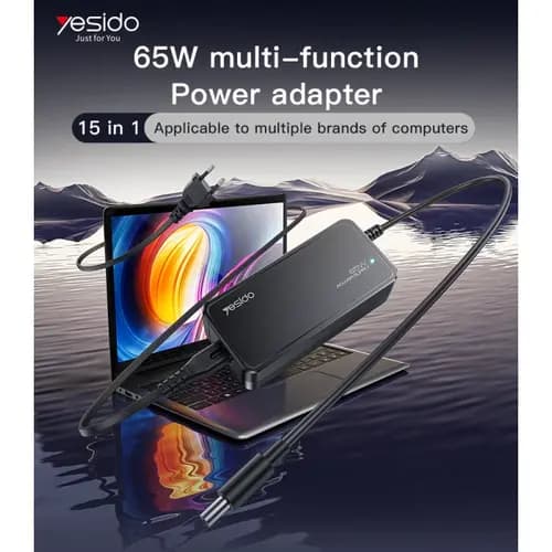 آداپتور لپ تاپ همه کاره 15 سر YESIDO CG11E 65W — تصویر ۳