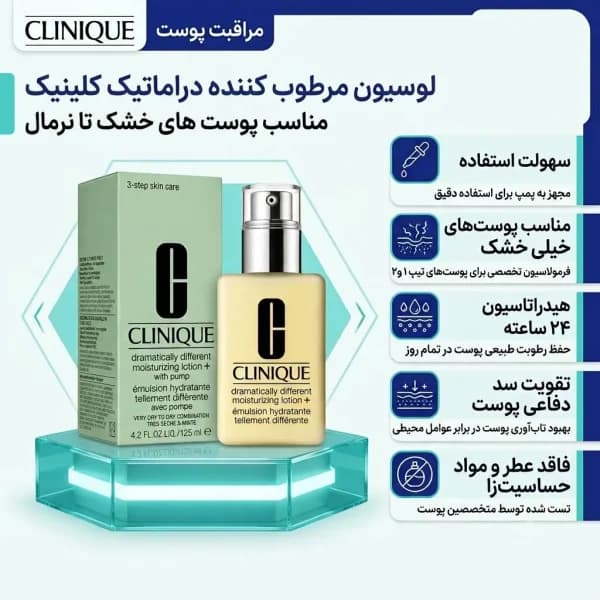 ژل مرطوبکننده حرفهای دراماتیکالی کلینیک – مناسب برای پوست خشک تا نرمال — تصویر ۲