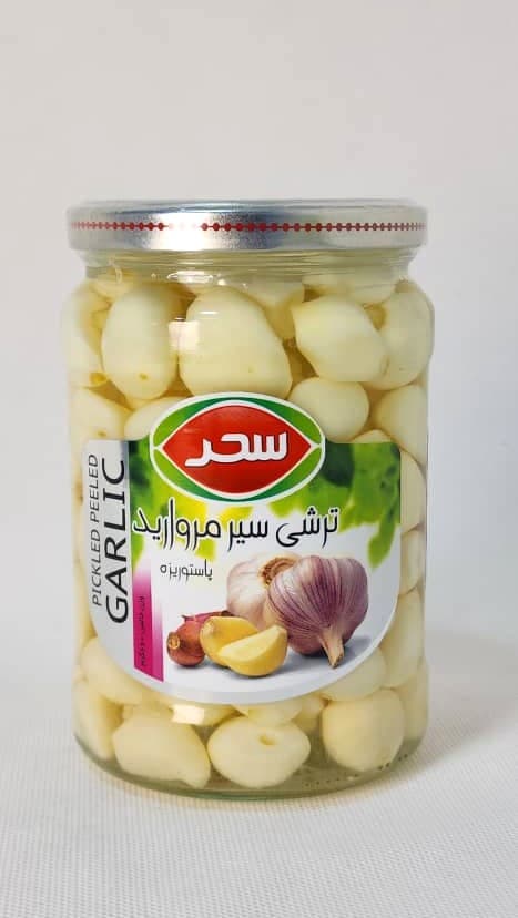سیر ترشی مرواریدی سحر شیشه 600 گرمی سحر فروش ویژه