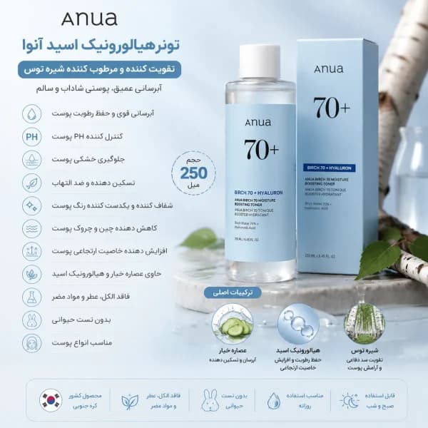 تونر هیالورونیک اسید آنوا 250 میل