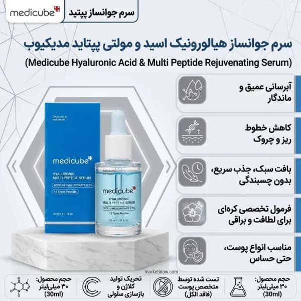 سرم جوانساز هیالورونیک اسید و مولتی پپتاید مدیکیوب