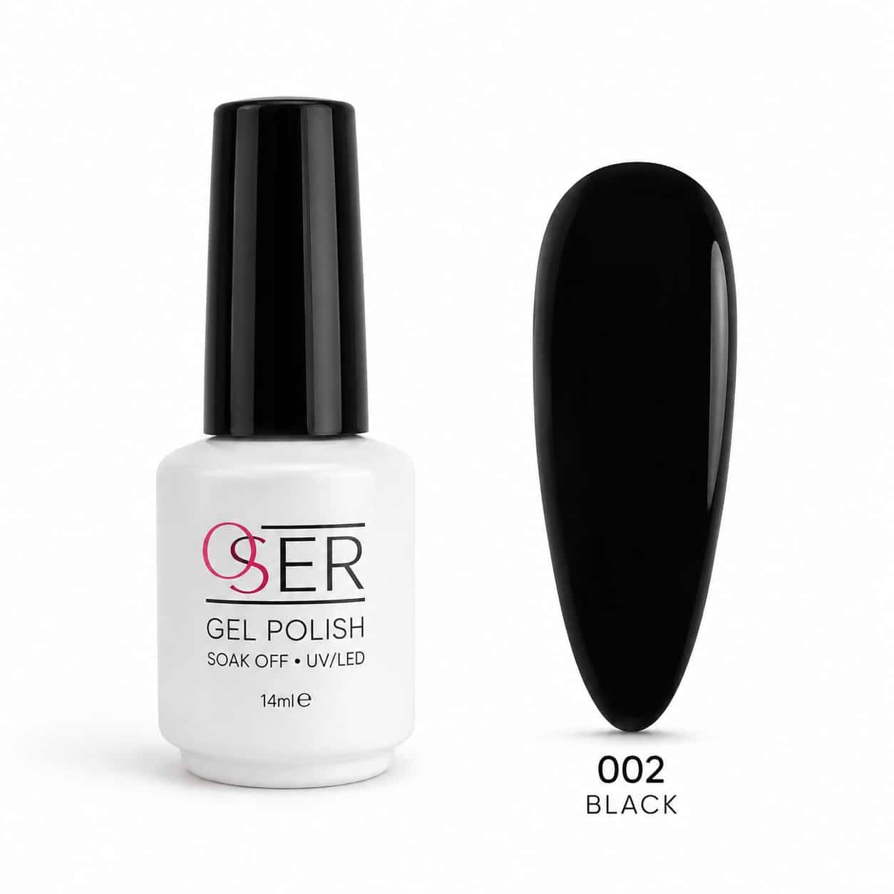 لاک ژل OSER شماره 002 رنگ مشکی حجم 14میل