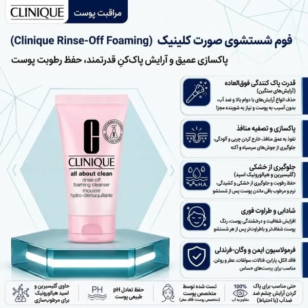 فوم شستشوی صورت کلینیک (Clinique Rinse-Off Foaming Cleanser) — تصویر ۲