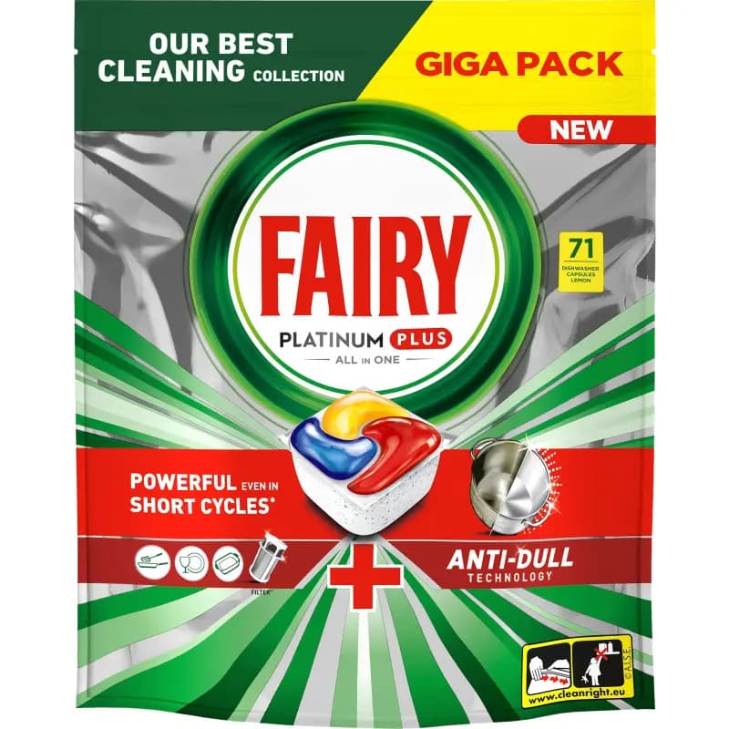 قرص ماشین ظرفشویی فیری FAiRY پلاتینیوم پلاس Platinum Plus با رایحه لیمویی، بسته 71 عددی — تصویر ۲