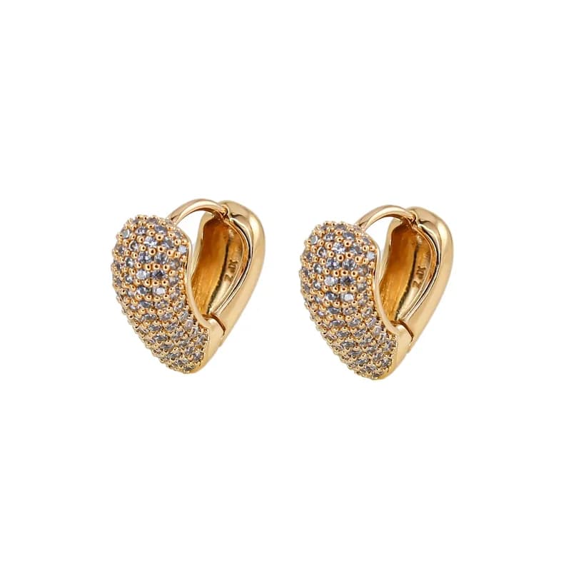 گوشواره ژوپینگ طرح قلب تمام نگین درخشان