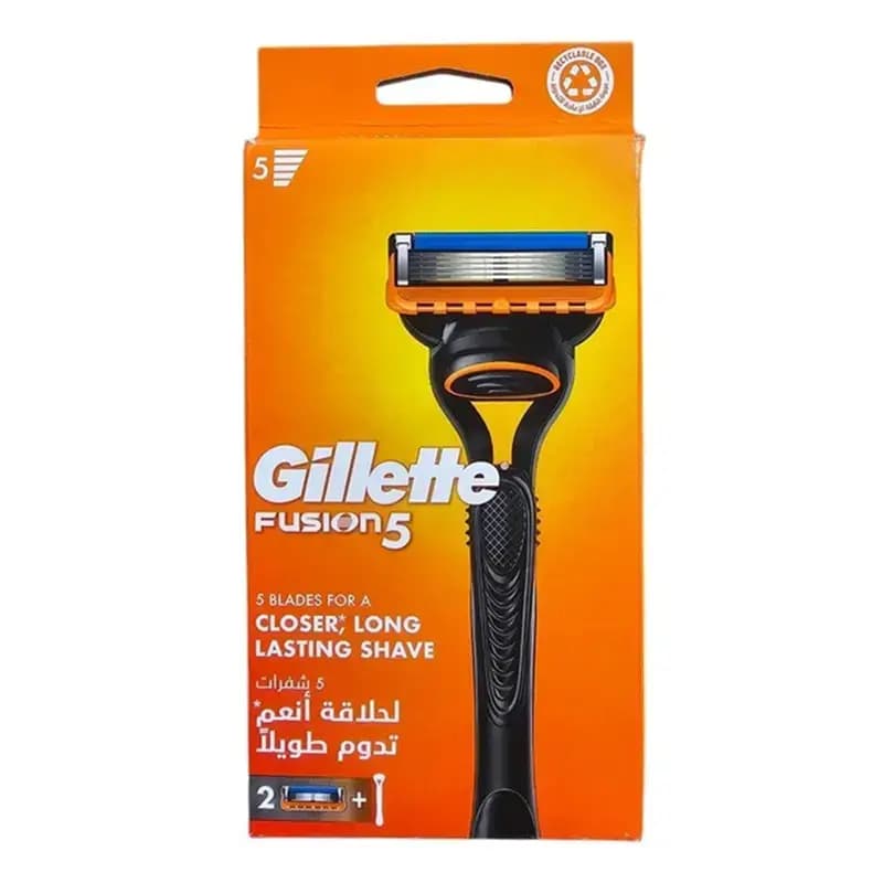 خودتراش مردانه ژیلت Gillette اورجینال مدل Fusion 5 با تیغه‌های 5 لبه استیل ضد زنگ همراه با تیغ یدک