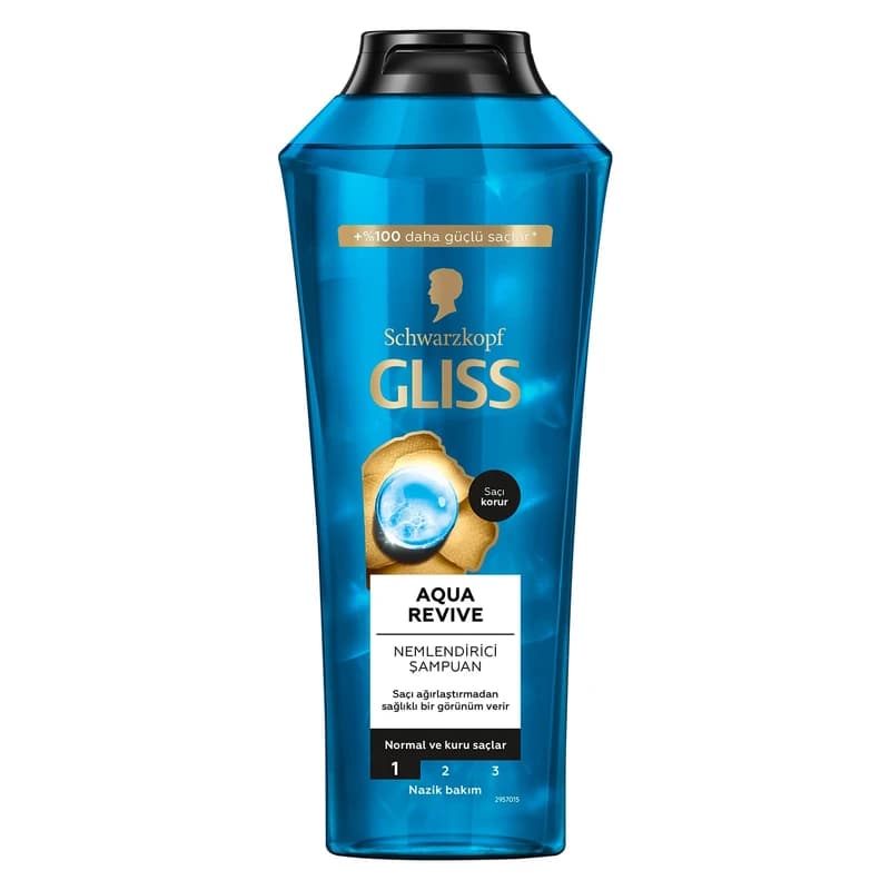 شامپو گلیس Gliss مدل Aqua Revive آبرسان قوی حاوی هیالورونیک اسید و مواد معدنی دریایی، حجم 500ML