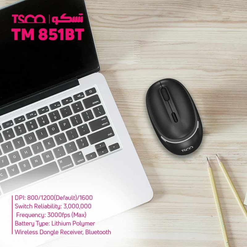 موس بی سیم (بلوتوثی شارژی) TSCO TM 851BT — تصویر ۵